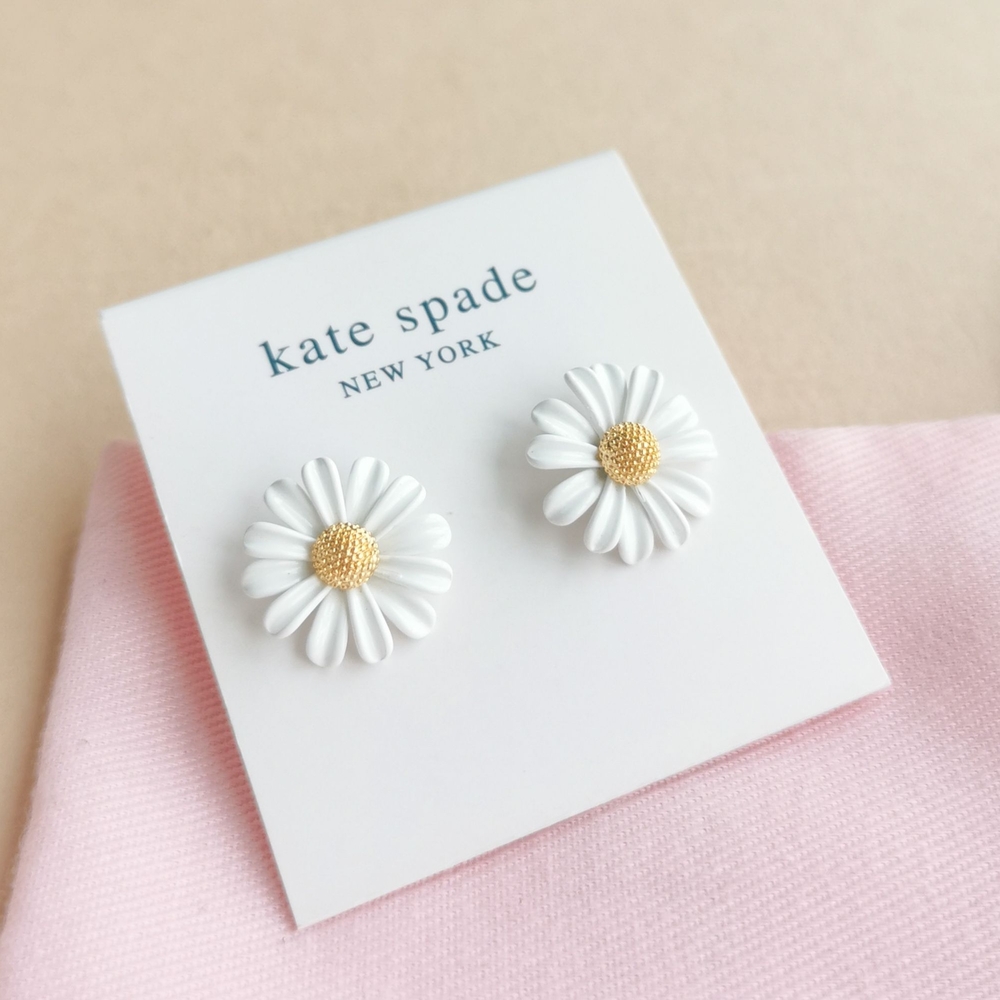 Kate Spade Into The Bloom Stud Earrings - Gold White - Picture 4 of 4